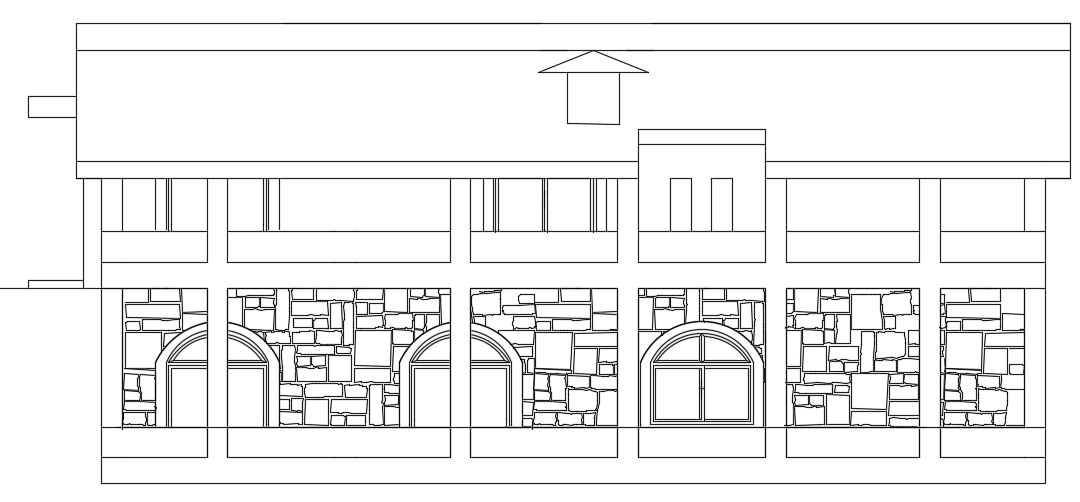The right side elevation view of the 19x17m house building