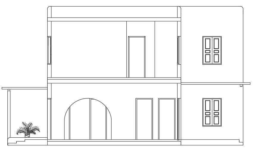 The right side elevation view of the 20X12m villa building