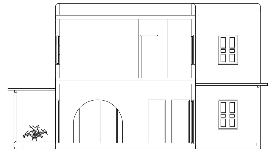The right side elevation view of the 20x12m architecture double story house building