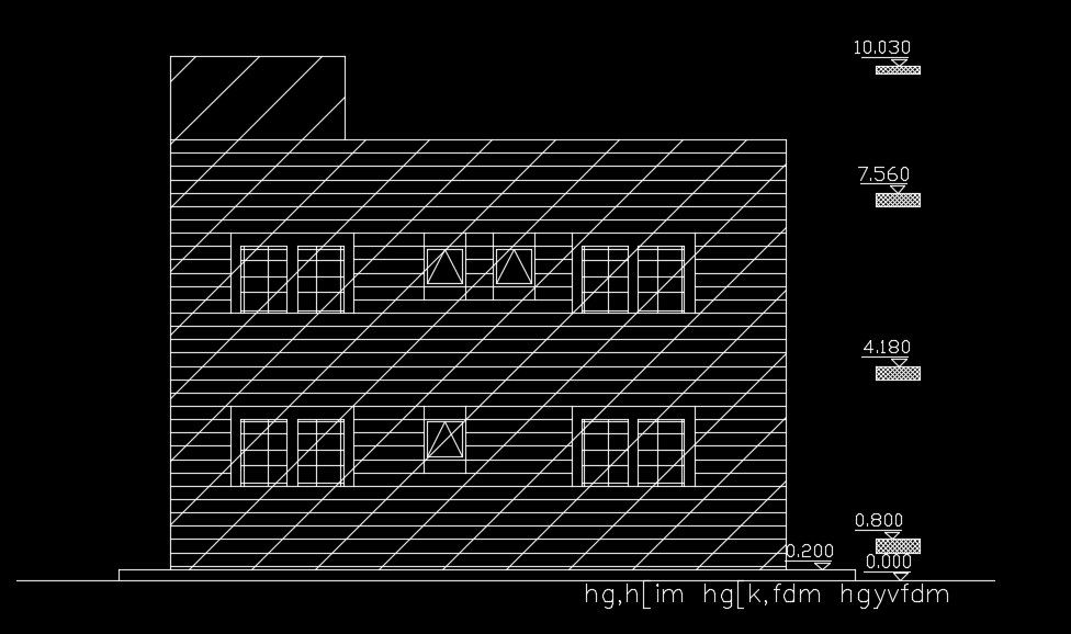 The right side elevation view of the 20x15m house building