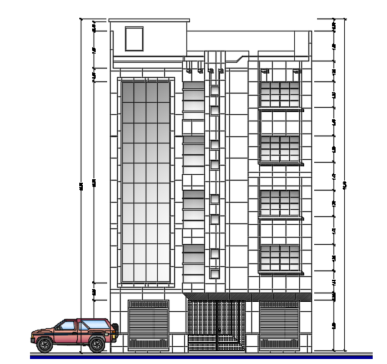 The right side elevation view of the 21x10m house building is given
