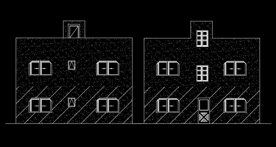 The right side elevation view of the 22x22m house building