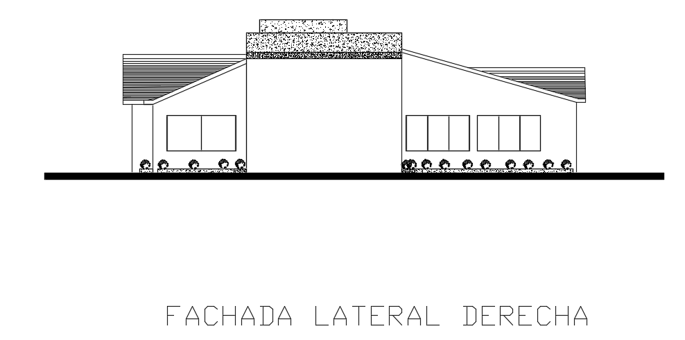 The right side elevation view of the 22x23m architecture single story family house building