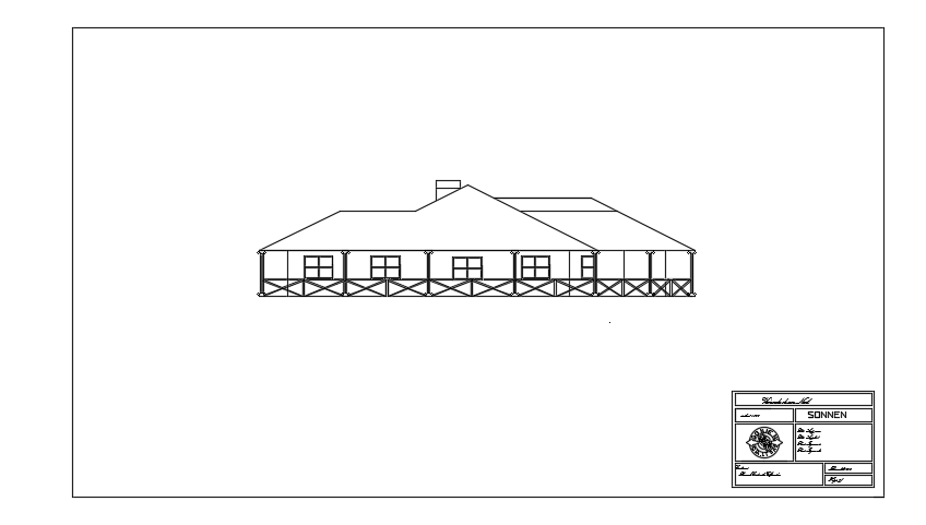 The right side elevation view of the 24x17m architecture 4bhk home building