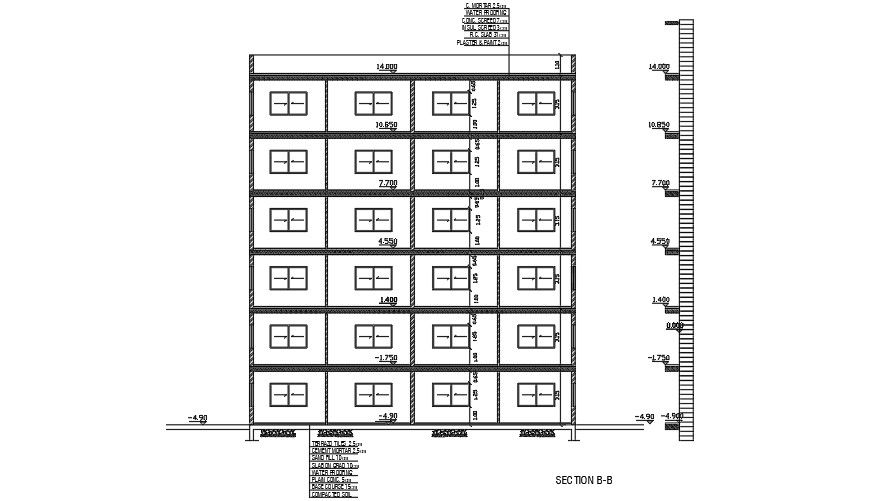The right side elevation view of the 25x18m house building