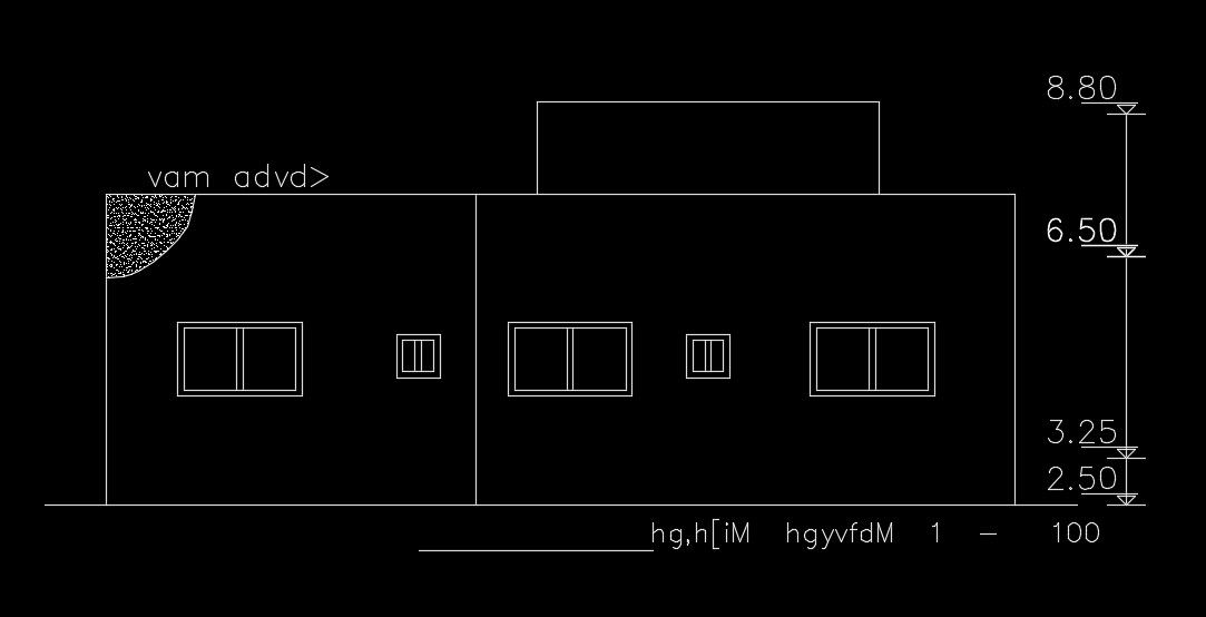 The right side elevation view of the 30x15m twin house plan building AutoCAD drawing