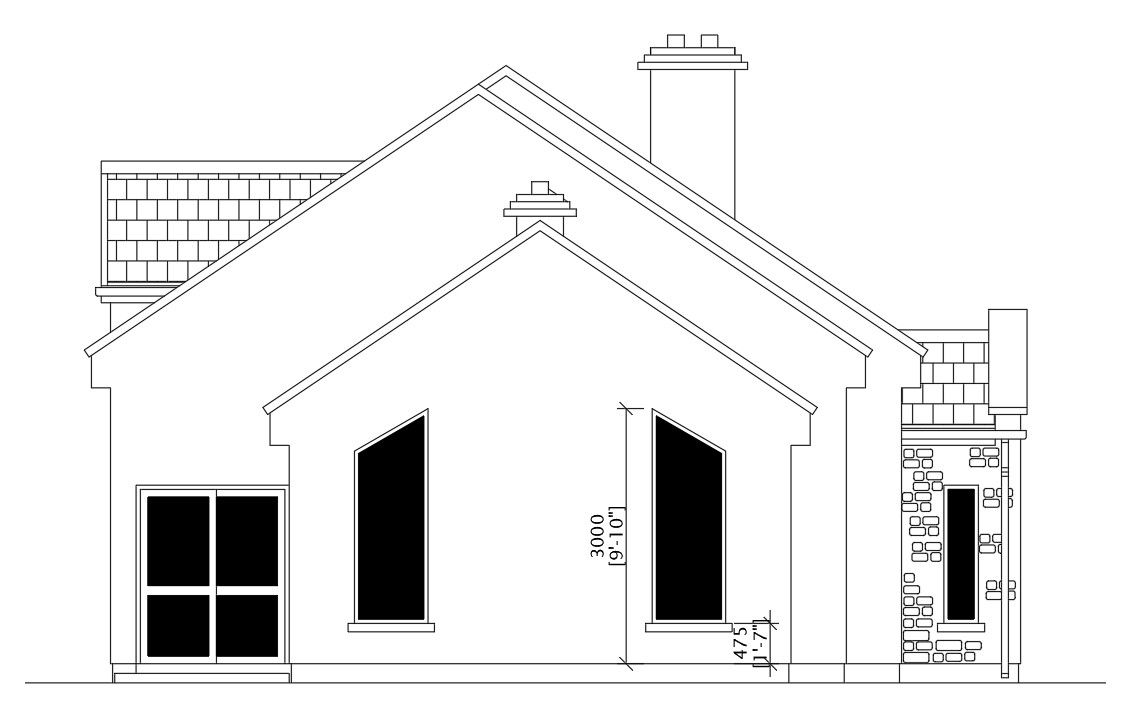 The right side elevation view of the 63’x30’ duplex house building is given in this AutoCAD drawing model.