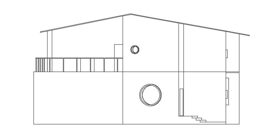 Right Side Elevation CAD Drawing of 7x14m Double Story Duplex House
