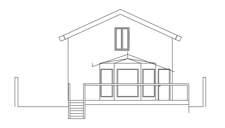 The right side elevation view of the 7x14m house building AutoCAD drawing