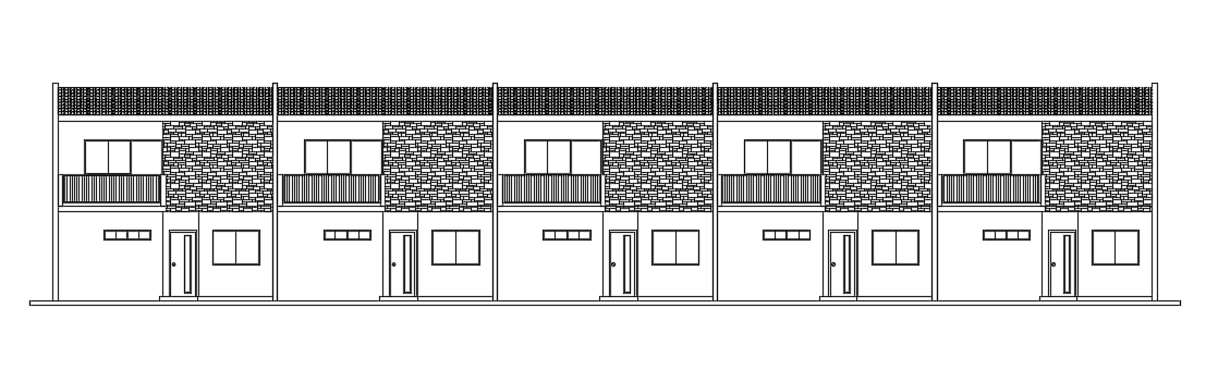 The right side elevation view of the 7x9m simple two story building