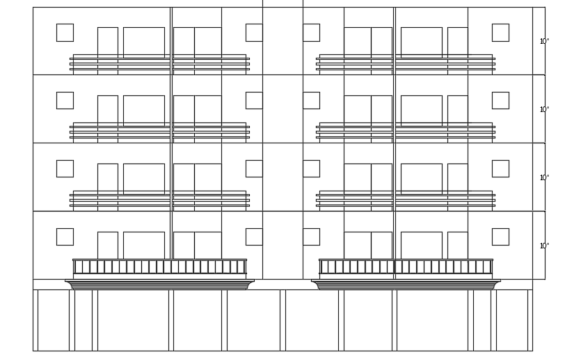 The right side elevation view of the 86’x44’ multifamily apartment building