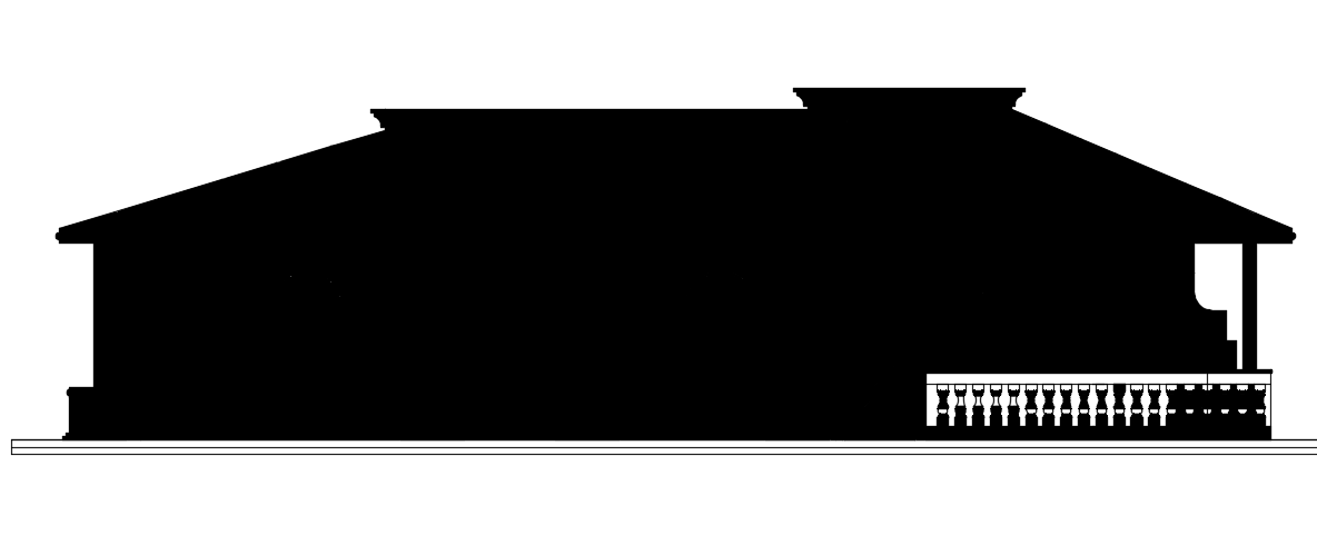 The right side elevation view of the 8x16m single family house building