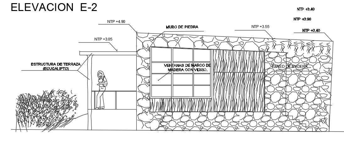 The right side elevation view of the 8x7m single story house building