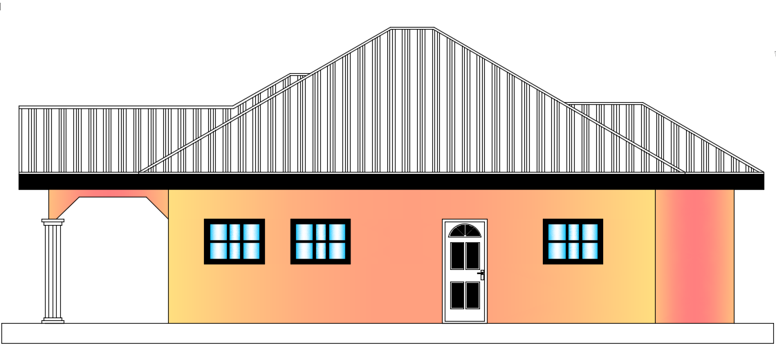 The right side elevation view of the 9x12 architecture 2bhk house building