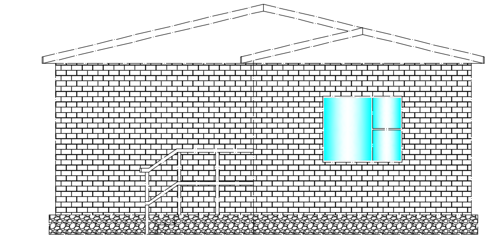 The right side elevation view of the 9x12m architecture small office building