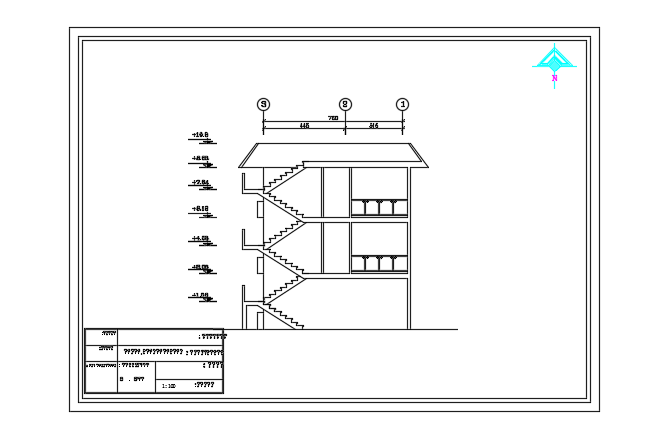 The right side section view of the12x7m house building
