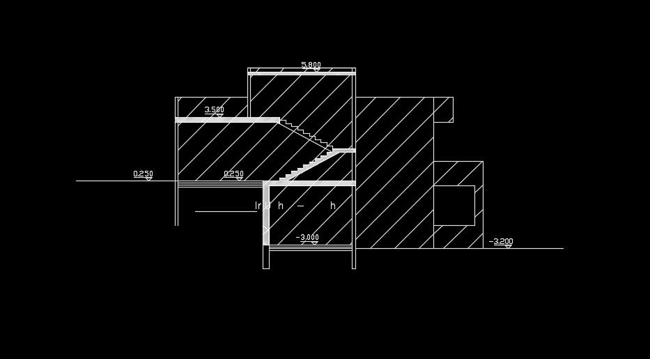 The right side section view of the 14x11m house building