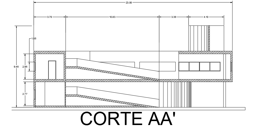 The right side section view of the20x20m villa building is given in this file