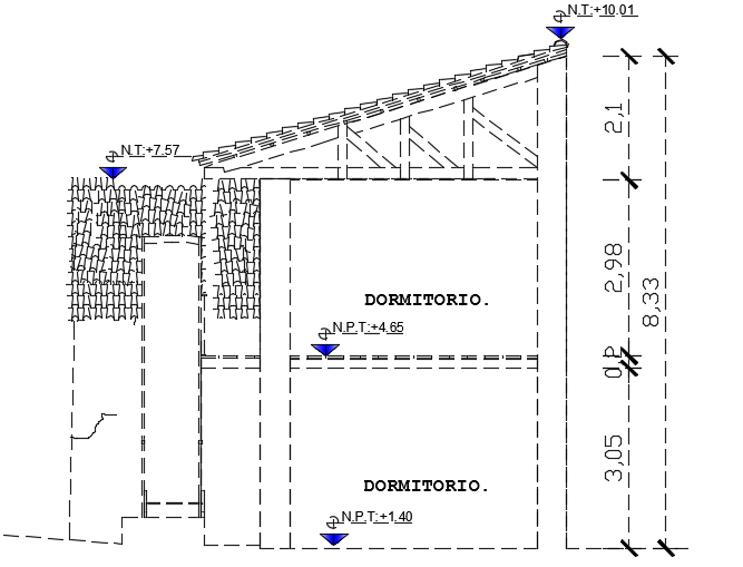 The right side section view of the 22x18m faculty guest house building