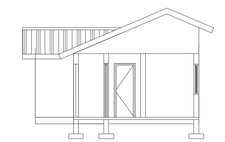 The right side section view of the 7x8m architecture house building