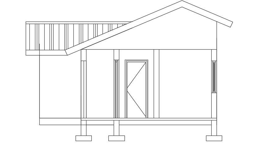 The right side section view of the 7x8m house building