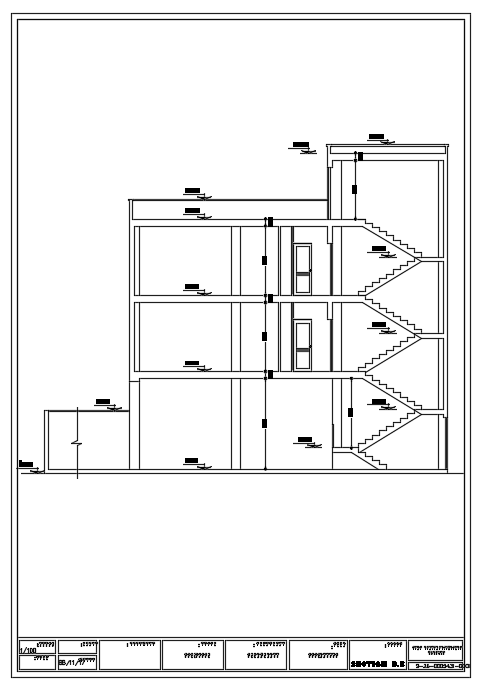 The right side section view of the 9x14m house building