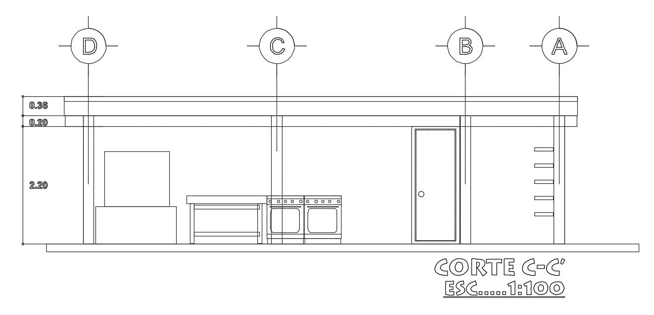 The right side section view of the 9x18m restaurant building is given in this AutoCAD drawing model. Download now.