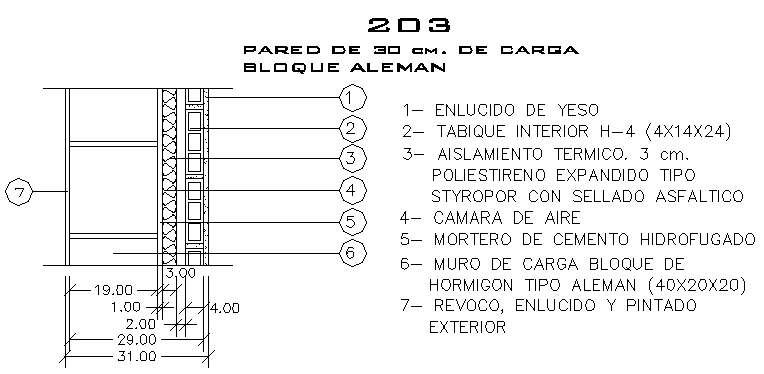 Thermal insulating wall of block with hole ceramic brick design drawing