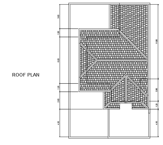 The roof covering detail of the 12x20m residential plan