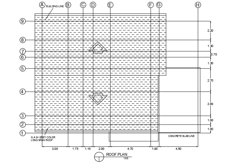 The roof covering detail of the 18x13m house plan