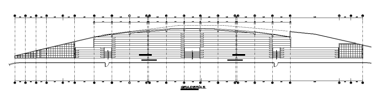 The roof layout 98x10m swimming pool dressing changing room AutoCAD drawing