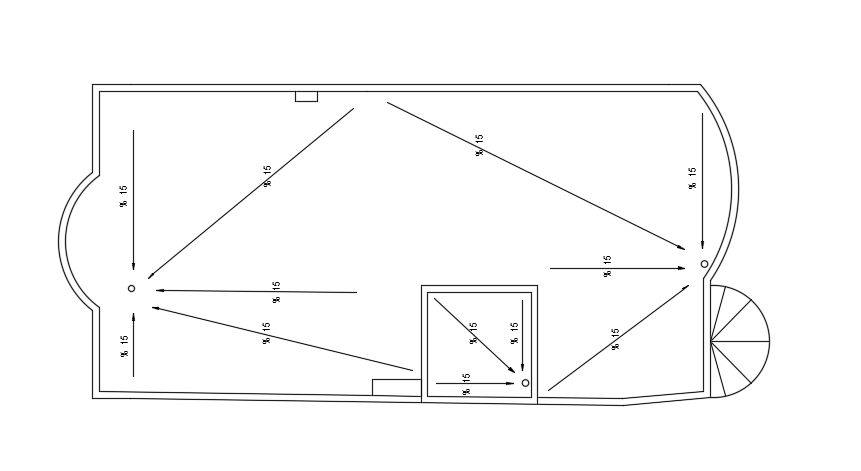 The roof layout of the 10x15m house plan cad drawing is given in this model