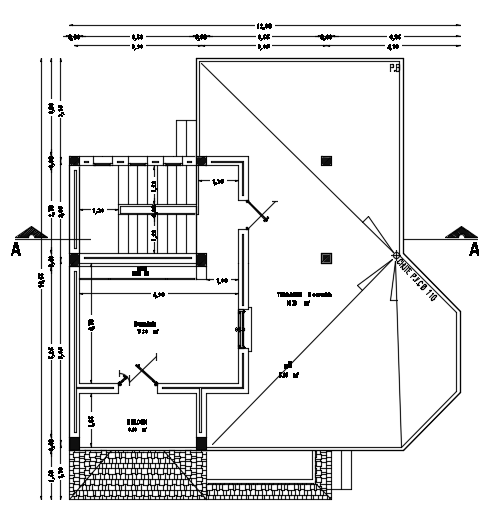 The roof layout of the 12x13m house plan is given in this CAD file