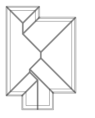 The roof layout of the 12x9m house plan
