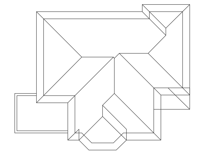 The roof layout of the 14x11m house plan AutoCAD drawing