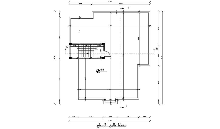 The roof layout of the 14x16m house plan drawing