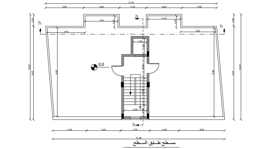 The roof layout of the 17x10m house plan drawing
