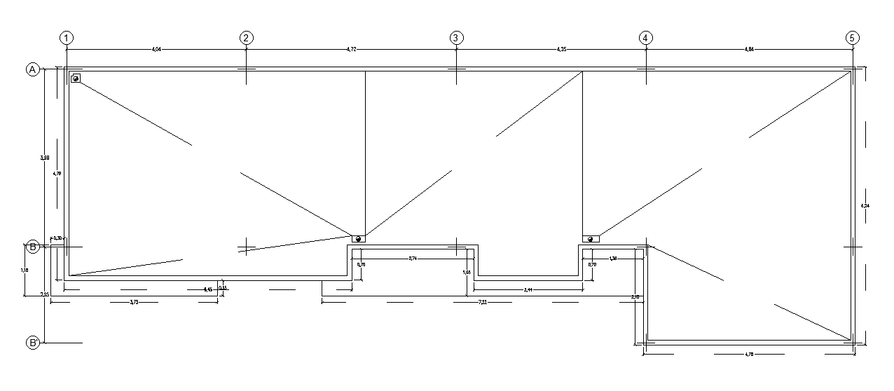 The roof layout of the 17x5m training institute office plan AutoCAD drawing