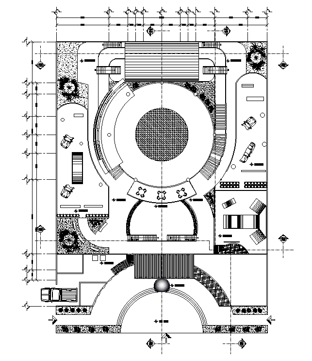 The roof layout of the 20x18m clubhouse plan is given in this AutoCAD drawing model. Download now.