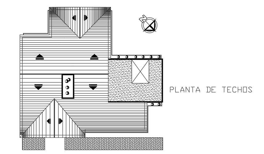 The roof layout of the 22x22m architecture floor house plan cad drawing