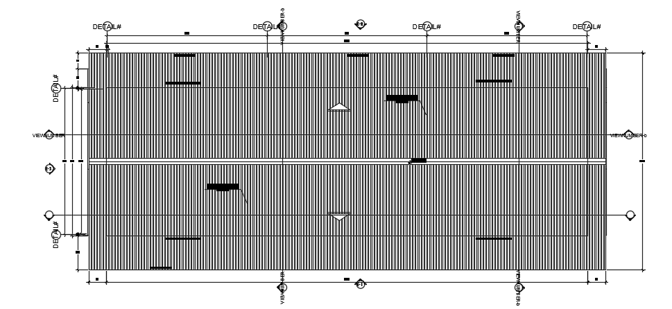 The roof layout of the 24x8m college class room plan Autocad drawing