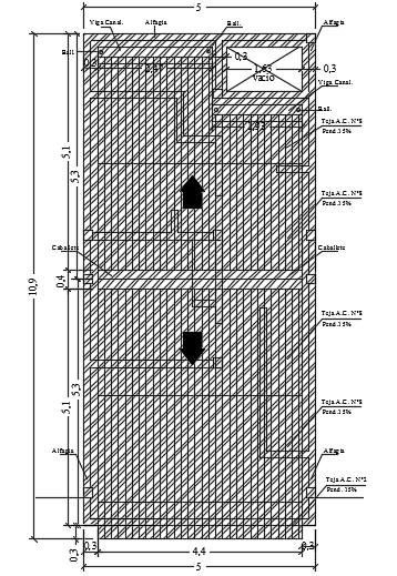 The roof layout of the 5x10m house plan