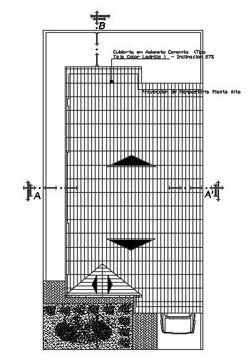 The roof layout of the 6x11m house plan AutoCAD file is given