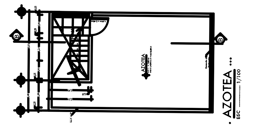 The roof layout of the 6x15m house plan AutoCAD model