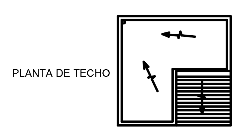 The roof layout of the 6x6m residential house plan AutoCAD drawing