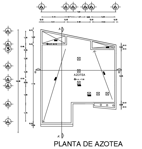 The roof layout of the 7x11m house plan AutoCAD model is given in this file
