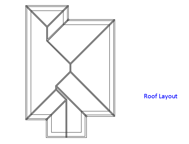The roof layout of the 7x12m 2bhk single story bungalow house cad drawing