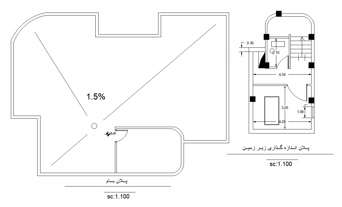 The roof layout of the 8x10m house plan is given in this AutoCAD drawing model. Download now.