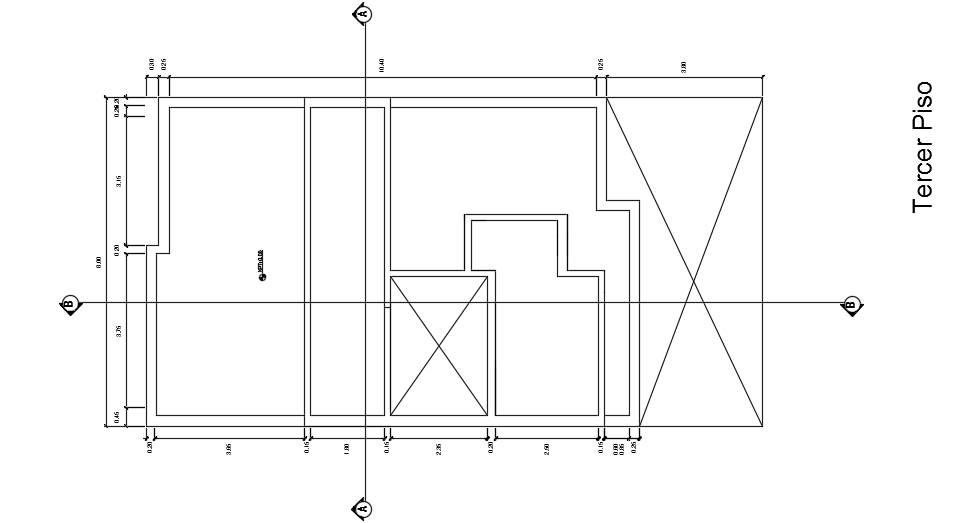 The roof layout of the 8x15m house plan cad drawing model