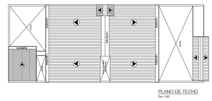 The roof layout of the 8x20m house design is given in this CAD file